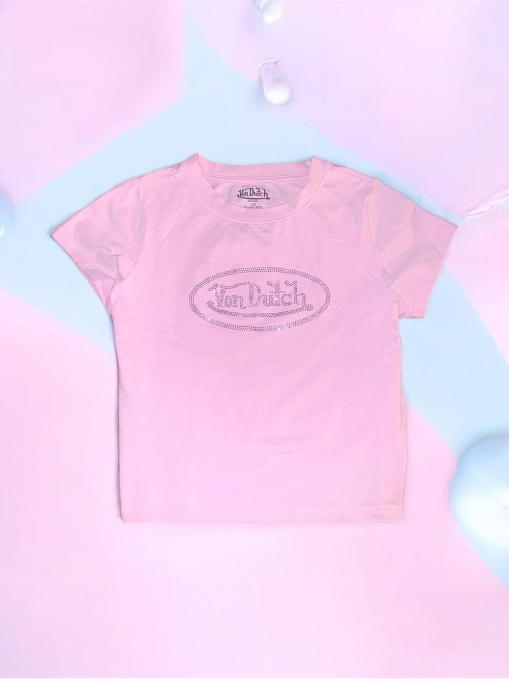 NWOT Von Dutch Rhinestone Pink Crop Top